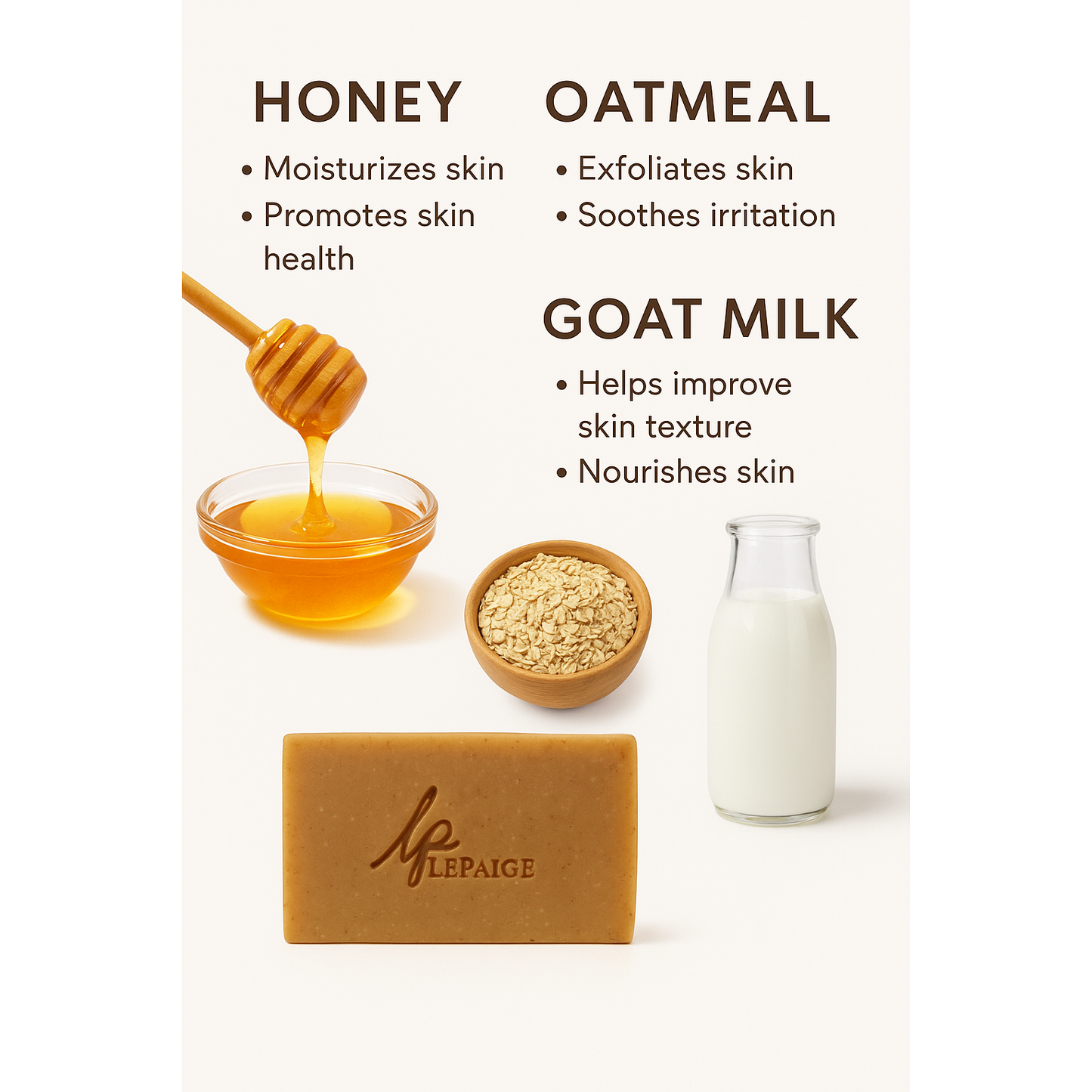 Goat Milk Oatmeal & Honey Soap Bar –great for sensitive, dry & irritated skin,