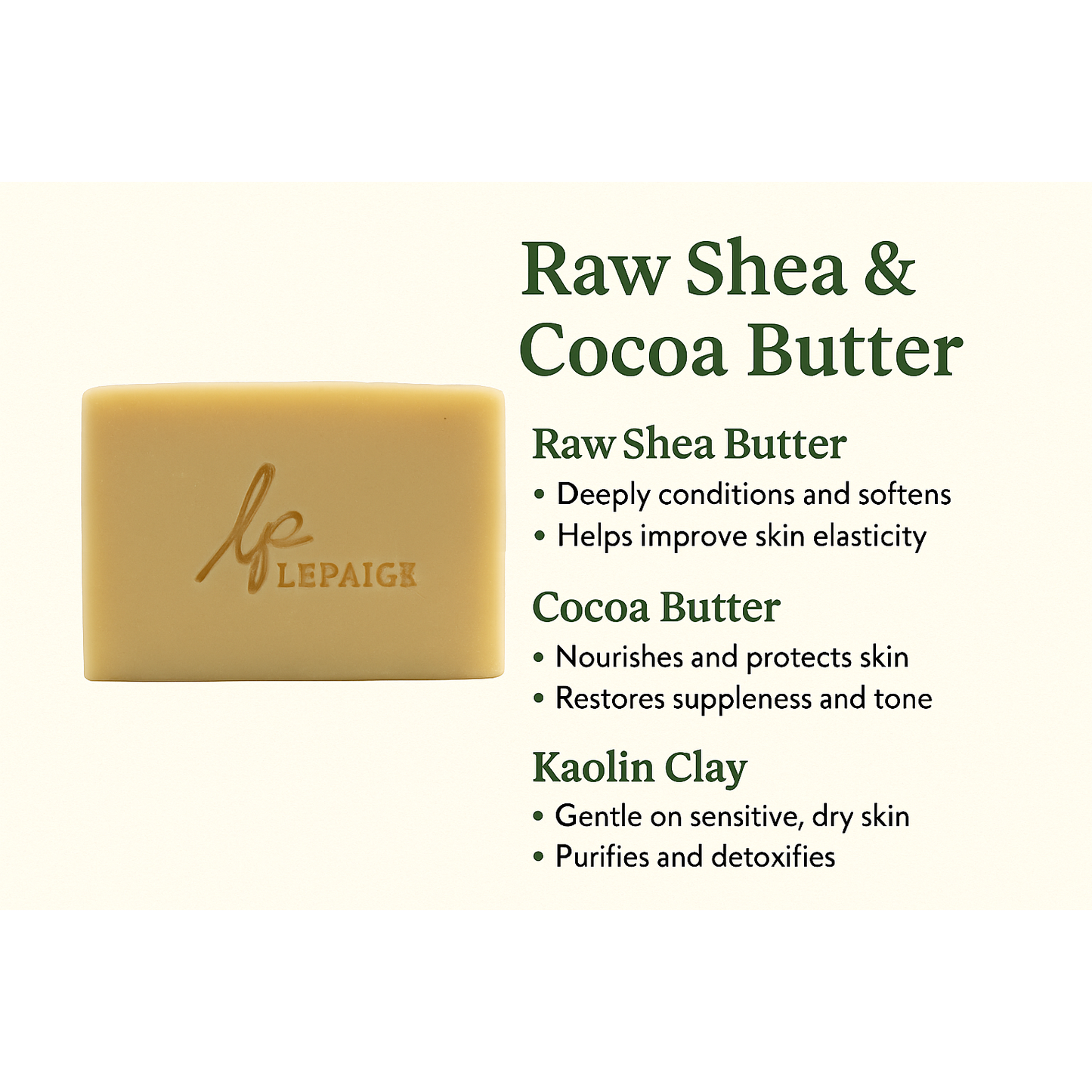 Raw Shea & Cocoa Butter Bar Soap – ultra moisturizing natural soap for dry & sensitive skin