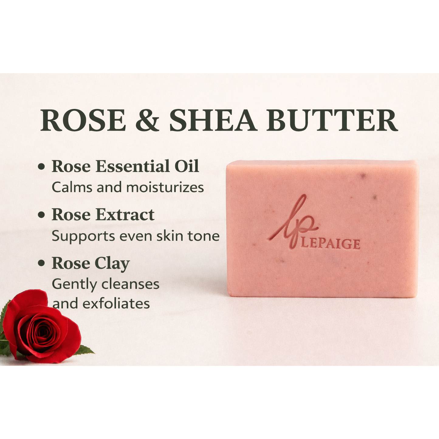 Rose & Shea Butter Soap Bar – hydrating, handmade soap for all skin types